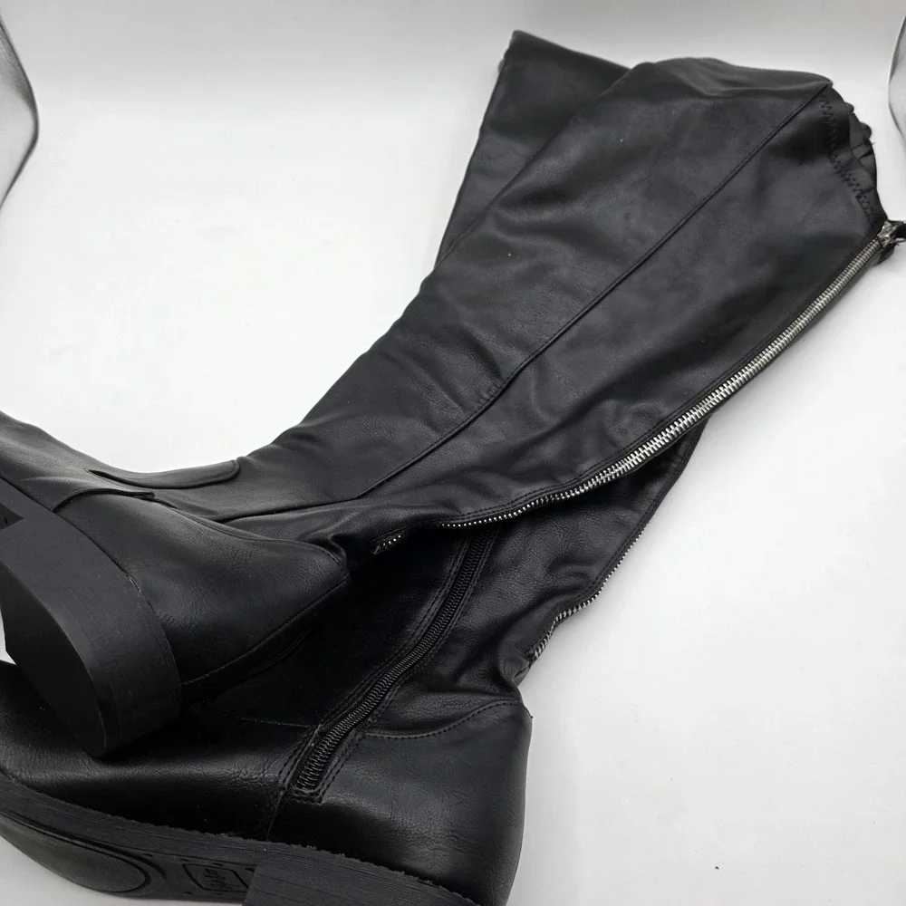 Style & Co Hayley WC Black Over The Knee Wide Calf Boots Low Block Heel Size 7M